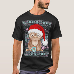 Ugly Christmas Santa Costume Christmas Owl Coffee T-Shirt