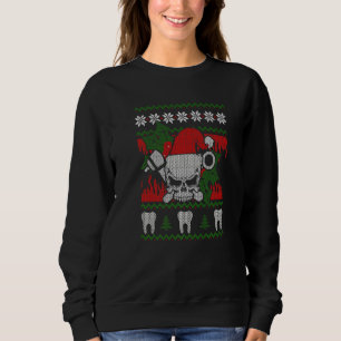 Ugly Christmas Santa Skull Dentist  Xmas Sweatshirt