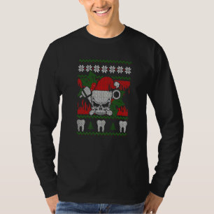 Ugly Christmas Santa Skull Dentist  Xmas T-Shirt