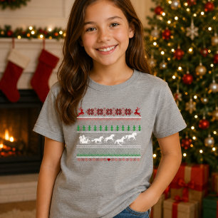 Ugly Christmas Santa Sled with Unicorns T-Shirt