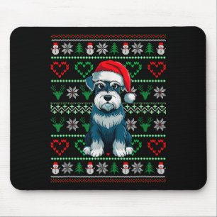 Ugly Christmas Schnauzer Dog Wearing Santa Hat Xma Mouse Pad
