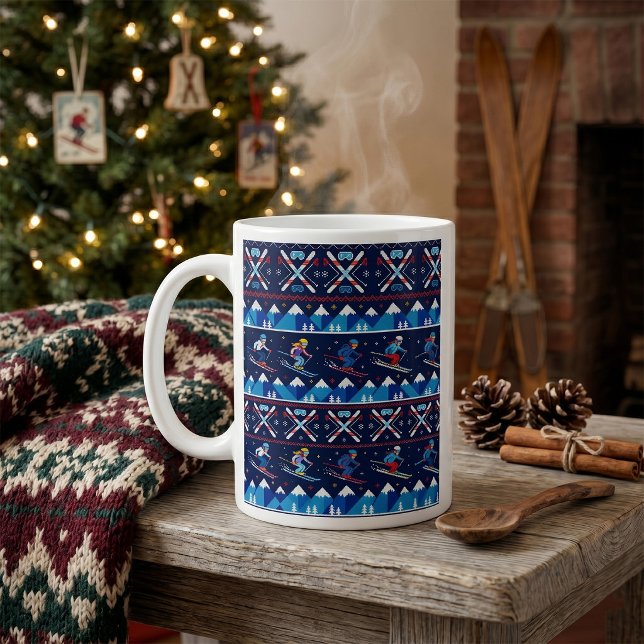Ugly Christmas Ski Pattern Holiday  Coffee Mug (Creator Uploaded)