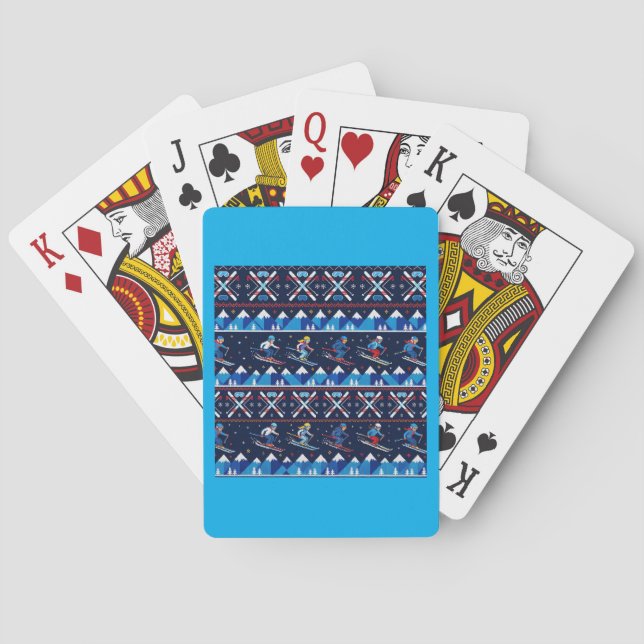Ugly Christmas Ski Pattern Holiday  Playing Cards (Back)