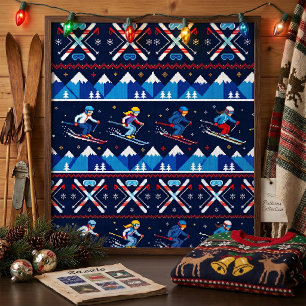 Ugly Christmas Ski Pattern Holiday Poster