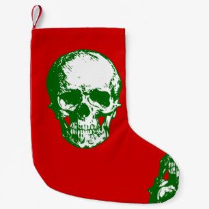 ugly christmas skull goth skeleton small christmas stocking