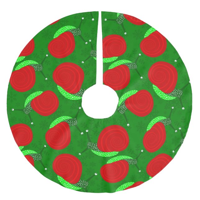 ugly christmas snails snowflakes bugs insects brushed polyester tree skirt (Front)