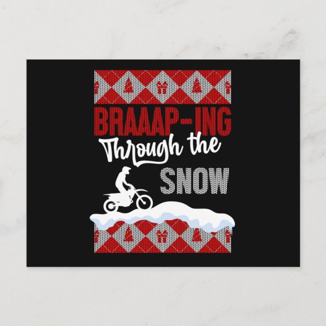Ugly Christmas Snow Motocross Motorcycle Bike Gift Postcard (Front)