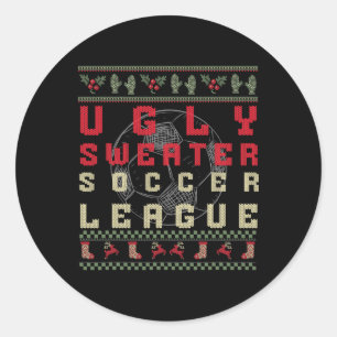 Ugly Christmas Soccer – Funny Ugly Sweater Shirt  Classic Round Sticker