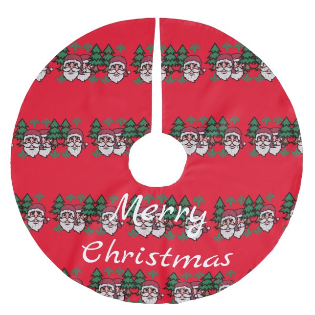Ugly Christmas Style Santa and Trees Thunder_Cove Brushed Polyester Tree Skirt (Front)