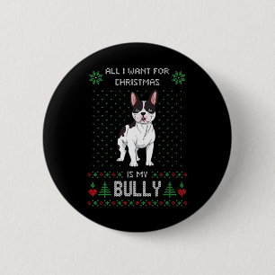 Ugly Christmas Sweater Bully French Bulldog Dog 6 Cm Round Badge