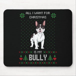 Ugly Christmas Sweater Bully French Bulldog Dog  Mouse Pad
