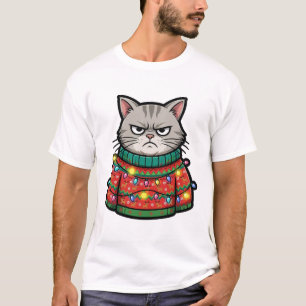 Ugly Christmas Sweater Cat Funny Art