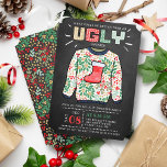 Ugly Christmas Sweater Chalkboard Holiday Party Invitation<br><div class="desc">Celebrate the holidays in style this Christmas with these trendy ugly sweater holiday party invitations. The design is easy to personalise with your own wording and your guests will be thrilled when they receive these fabulous invites.</div>
