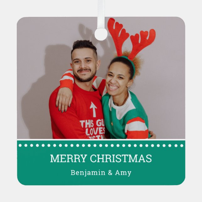 Ugly Christmas Sweater Champions Photo Metal Tree Decoration (Front)