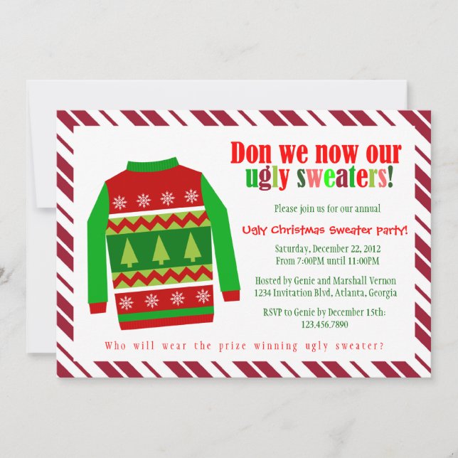 Ugly Christmas Sweater Christmas Party Invitation (Front)