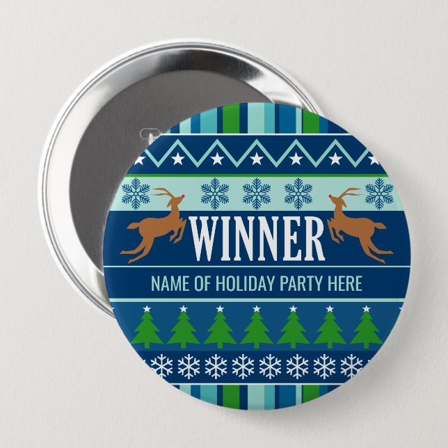 Ugly Christmas Sweater Contest Winner First Place 10 Cm Round Badge (Front & Back)