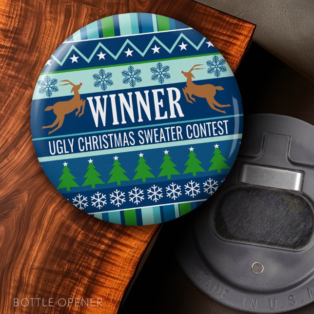Ugly Christmas Sweater Contest Winner First Place Bottle Opener (Custom Bottle Opener)