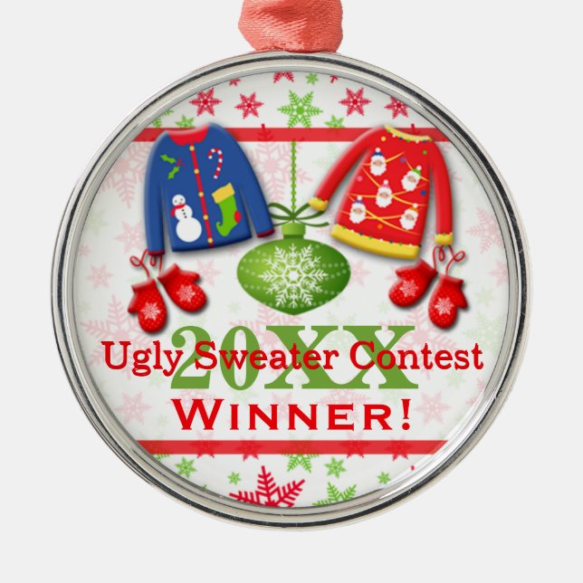 Ugly Christmas Sweater Contest Winner Ornament 7 (Front)
