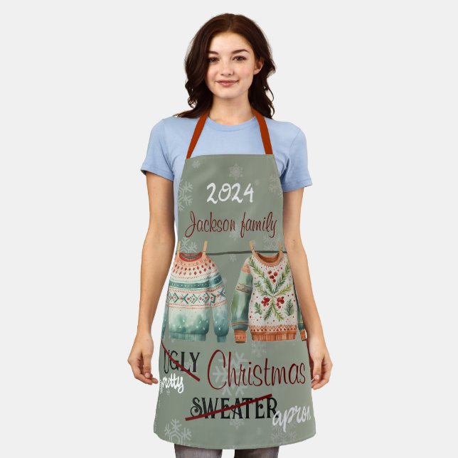 Ugly Christmas Sweater Custom Apron  (Worn)