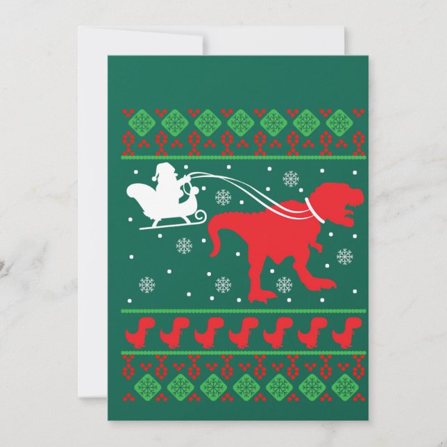 Ugly Christmas Sweater Dinosaur Invitation (Front)