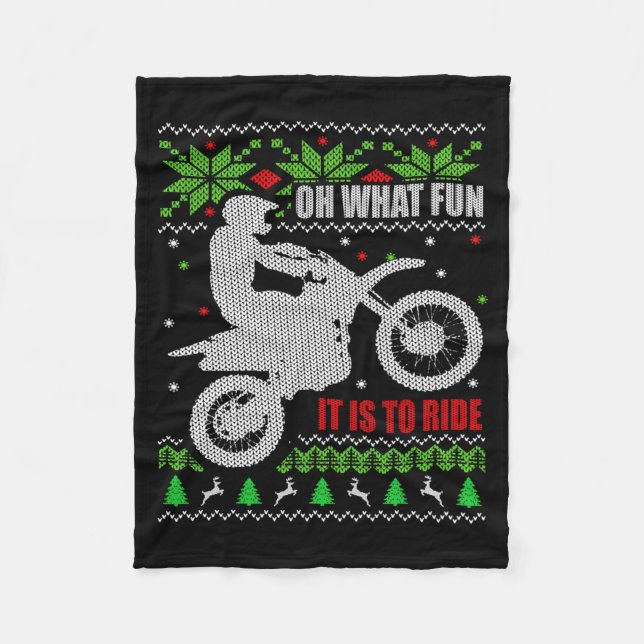 Ugly Christmas Sweater Dirt Bike Motorcycle Motocr Fleece Blanket (Front)