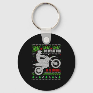 Ugly Christmas Sweater Dirt Bike Motorcycle Motocr Key Ring
