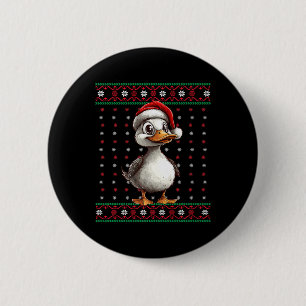 Ugly Christmas Sweater Duck Lover Santa Hat Funny  6 Cm Round Badge