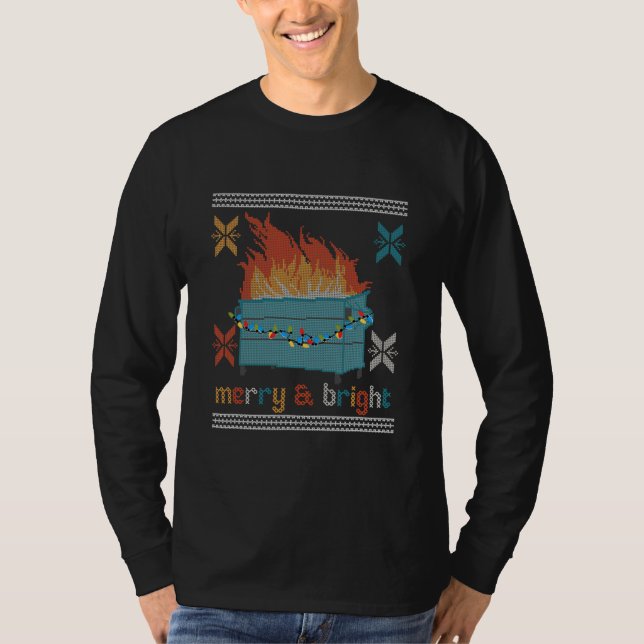 Ugly Christmas Sweater Dumpster Fire Merry And (Front)