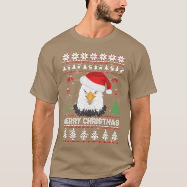 Ugly Christmas Sweater Eagle Santa Merry Christmas (Front)