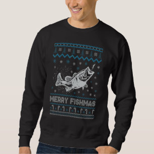 Ugly Christmas Sweater Fishing Cute Fishing Santa 