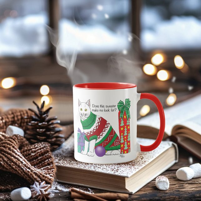 Ugly Christmas Sweater Funny Cat Mug (Creator Uploaded)