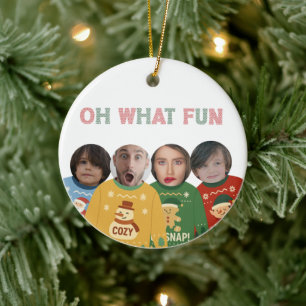Ugly Christmas Sweater Funny Face Personalised Ceramic Tree Decoration