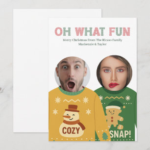Ugly Christmas Sweater Funny Face Personalised Holiday Card