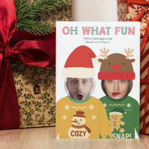 Ugly Christmas Sweater Funny Face Personalised Holiday Card