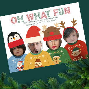 Ugly Christmas Sweater Funny Face Personalised Holiday Card
