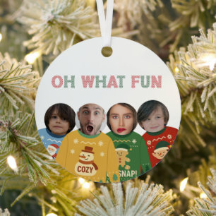 Ugly Christmas Sweater Funny Face Personalized Metal Tree Decoration