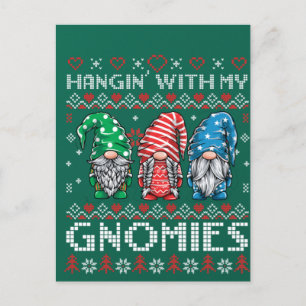 Ugly Christmas Sweater Hanging With My Gnomies Postcard