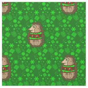 ugly christmas sweater hedgehogs fabric