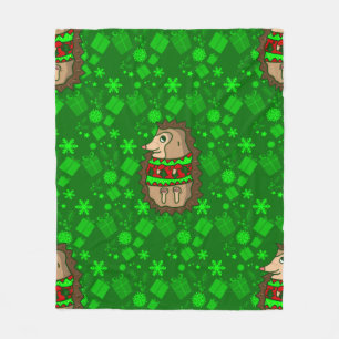 ugly christmas sweater hedgehogs fleece blanket