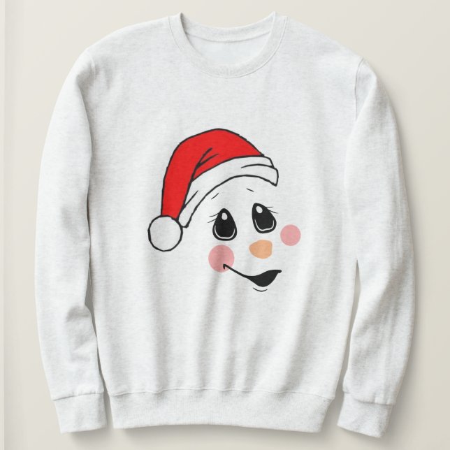 Ugly Christmas Sweater, Hipster Santa Snowman. Sweatshirt (Design Front)