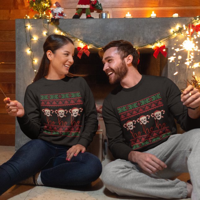 Ugly Christmas Sweater Ho Ho Ho Skeleton Christmas (Creator Uploaded)
