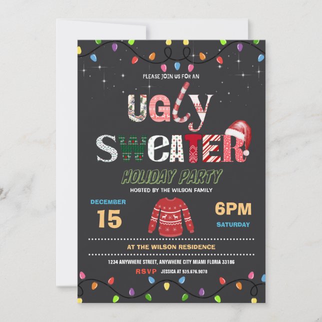 Ugly Christmas Sweater Holiday Party Invitation (Front)