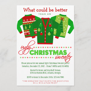 Ugly Christmas Sweater Holiday Party Invitation