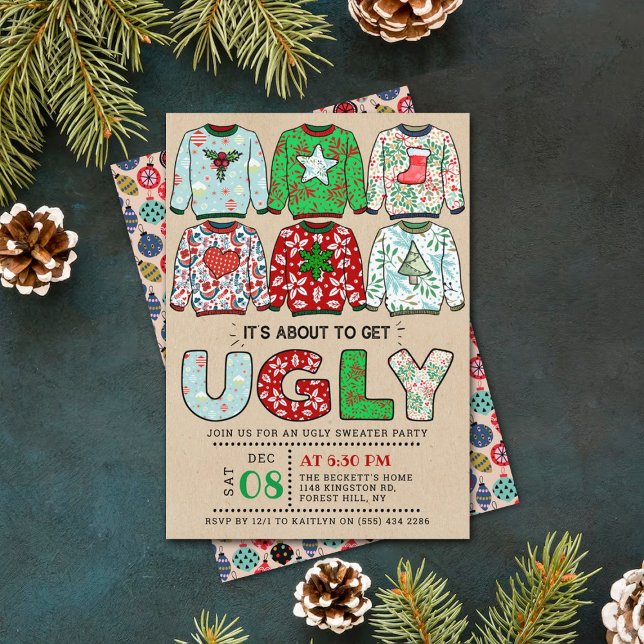 Ugly Christmas Sweater Holiday Party Invitation (Creator Uploaded)