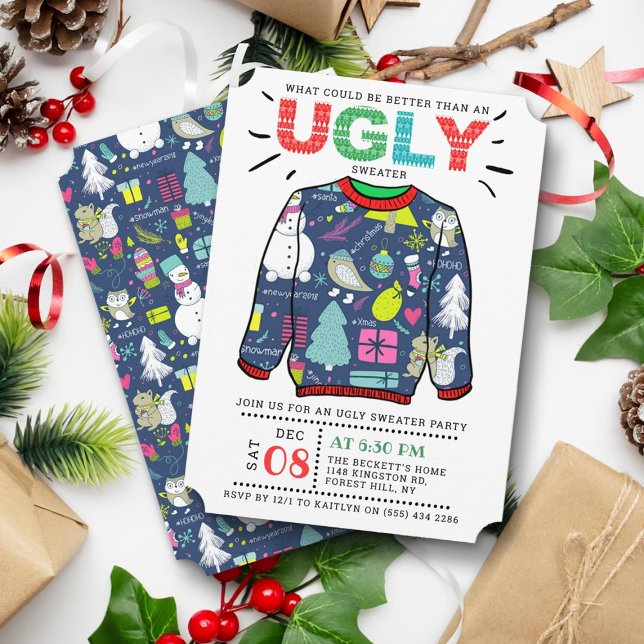 Ugly Christmas Sweater Holiday Party Invitation (Creator Uploaded)