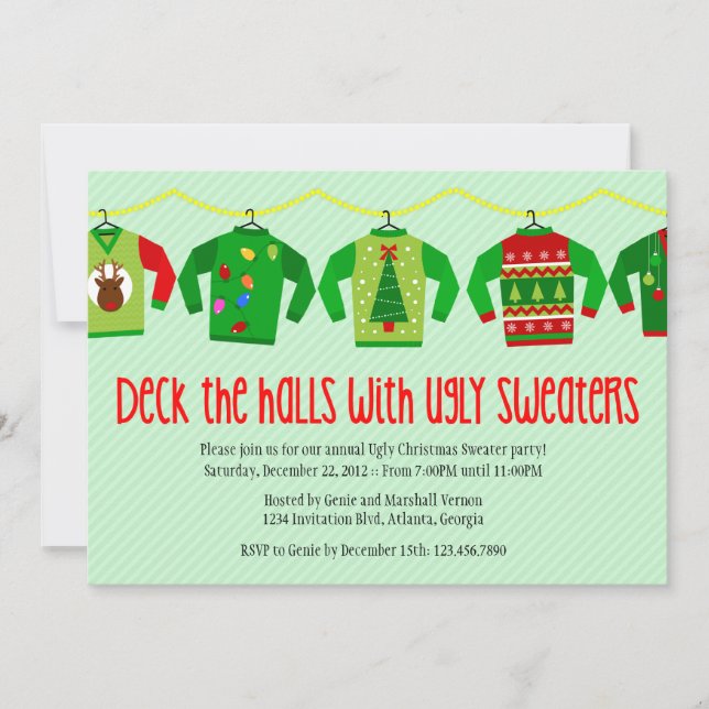 Ugly Christmas Sweater Holiday Party Invitation (Front)