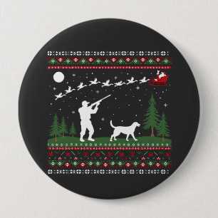 Ugly Christmas Sweater Hunting Season Santa 10 Cm Round Badge