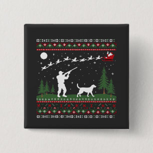 Ugly Christmas Sweater Hunting Season Santa  15 Cm Square Badge
