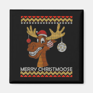 Ugly Christmas Sweater I Merry Christmoose Funny M Magnet