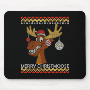 Ugly Christmas Sweater I Merry Christmoose Funny M Mouse Pad